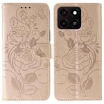 For ZTE Blade A35 Rose Butterfly Embossed Leather Phone Case(Rose Gold)