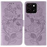 For ZTE Blade A35 Rose Butterfly Embossed Leather Phone Case(Purple)