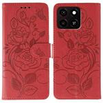 For ZTE Blade A35 Rose Butterfly Embossed Leather Phone Case(Red)
