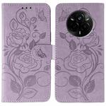 For Realme 14 Pro Rose Butterfly Embossed Leather Phone Case(Purple)
