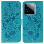 For Realme GT 7 Pro Rose Butterfly Embossed Leather Phone Case(Blue)