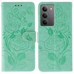 For Realme 14x Rose Butterfly Embossed Leather Phone Case(Green)