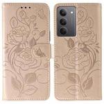 For Realme 14x Rose Butterfly Embossed Leather Phone Case(Rose Gold)