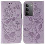For Realme 14x Rose Butterfly Embossed Leather Phone Case(Purple)