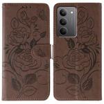 For Realme 14x Rose Butterfly Embossed Leather Phone Case(Brown)