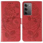 For Realme 14x Rose Butterfly Embossed Leather Phone Case(Red)