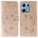 For Redmi Note 14S 4G Global Rose Butterfly Embossed Leather Phone Case(Rose Gold)