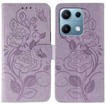 For Redmi Note 14S 4G Global Rose Butterfly Embossed Leather Phone Case(Purple)