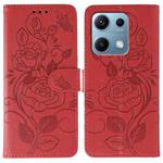 For Redmi Note 14S 4G Global Rose Butterfly Embossed Leather Phone Case(Red)