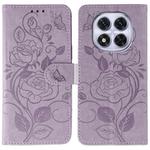 For Redmi Note 14 Pro 4G Global Rose Butterfly Embossed Leather Phone Case(Purple)