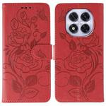 For Redmi Note 14 Pro 4G Global Rose Butterfly Embossed Leather Phone Case(Red)