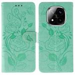 For Redmi Note 14 Pro+ 5G Rose Butterfly Embossed Leather Phone Case(Green)