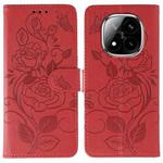 For Redmi Note 14 Pro+ 5G Rose Butterfly Embossed Leather Phone Case(Red)