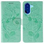 For Redmi A5 4G 171.7mm Rose Butterfly Embossed Leather Phone Case(Green)