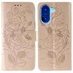 For Redmi A5 4G 171.7mm Rose Butterfly Embossed Leather Phone Case(Rose Gold)
