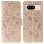 For Google Pixel 8 Rose Butterfly Embossed Leather Phone Case(Rose Gold)