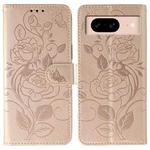 For Google Pixel 8a Rose Butterfly Embossed Leather Phone Case(Rose Gold)