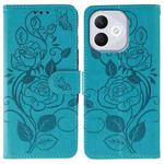 For Honor 400 Lite Rose Butterfly Embossed Leather Phone Case(Blue)