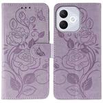 For Honor 400 Lite Rose Butterfly Embossed Leather Phone Case(Purple)
