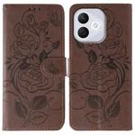For Honor 400 Lite Rose Butterfly Embossed Leather Phone Case(Brown)