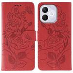 For Honor 400 Lite Rose Butterfly Embossed Leather Phone Case(Red)
