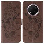 For Honor Magic7 Lite / X9c Rose Butterfly Embossed Leather Phone Case(Brown)