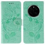 For Honor Magic7 Pro Rose Butterfly Embossed Leather Phone Case(Green)