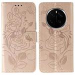 For Honor Magic7 Pro Rose Butterfly Embossed Leather Phone Case(Rose Gold)