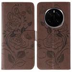 For Honor Magic7 Pro Rose Butterfly Embossed Leather Phone Case(Brown)