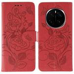 For Honor Magic7 Pro Rose Butterfly Embossed Leather Phone Case(Red)