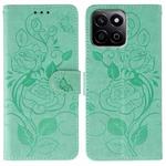 For Honor X7c / Play 60 Plus Rose Butterfly Embossed Leather Phone Case(Green)