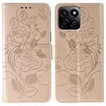 For Honor X7c / Play 60 Plus Rose Butterfly Embossed Leather Phone Case(Rose Gold)