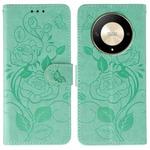 For Honor Magic6 Lite / X50 / X9b Rose Butterfly Embossed Leather Phone Case(Green)