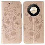 For Honor Magic6 Lite / X50 / X9b Rose Butterfly Embossed Leather Phone Case(Rose Gold)