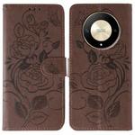 For Honor Magic6 Lite / X50 / X9b Rose Butterfly Embossed Leather Phone Case(Brown)