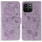 For Honor X6c 4G Rose Butterfly Embossed Leather Phone Case(Purple)