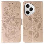 For Honor 400 Pro Global 160.8mm Rose Butterfly Embossed Leather Phone Case(Rose Gold)