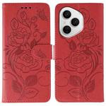 For Honor 400 Pro Global 160.8mm Rose Butterfly Embossed Leather Phone Case(Red)