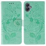 For Samsung Galaxy A05 Rose Butterfly Embossed Leather Phone Case(Green)