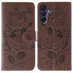 For Samsung Galaxy A16 4G / 5G Rose Butterfly Embossed Leather Phone Case(Brown)
