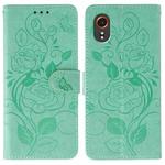 For Samsung Galaxy XCover7 Rose Butterfly Embossed Leather Phone Case(Green)