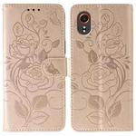 For Samsung Galaxy XCover7 Rose Butterfly Embossed Leather Phone Case(Rose Gold)