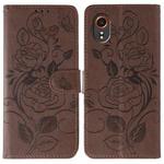 For Samsung Galaxy XCover7 Rose Butterfly Embossed Leather Phone Case(Brown)