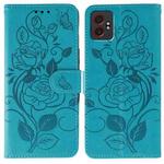 For Samsung Galaxy XCover7 Pro Rose Butterfly Embossed Leather Phone Case(Blue)