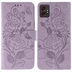 For Samsung Galaxy XCover7 Pro Rose Butterfly Embossed Leather Phone Case(Purple)
