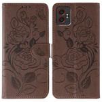 For Samsung Galaxy XCover7 Pro Rose Butterfly Embossed Leather Phone Case(Brown)