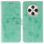 For Xiaomi Poco C75 4G / Poco M7 Rose Butterfly Embossed Leather Phone Case(Green)