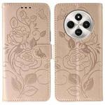 For Xiaomi Poco C75 4G / Poco M7 Rose Butterfly Embossed Leather Phone Case(Rose Gold)