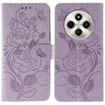 For Xiaomi Poco C75 4G / Poco M7 Rose Butterfly Embossed Leather Phone Case(Purple)