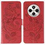 For Xiaomi Poco C75 4G / Poco M7 Rose Butterfly Embossed Leather Phone Case(Red)